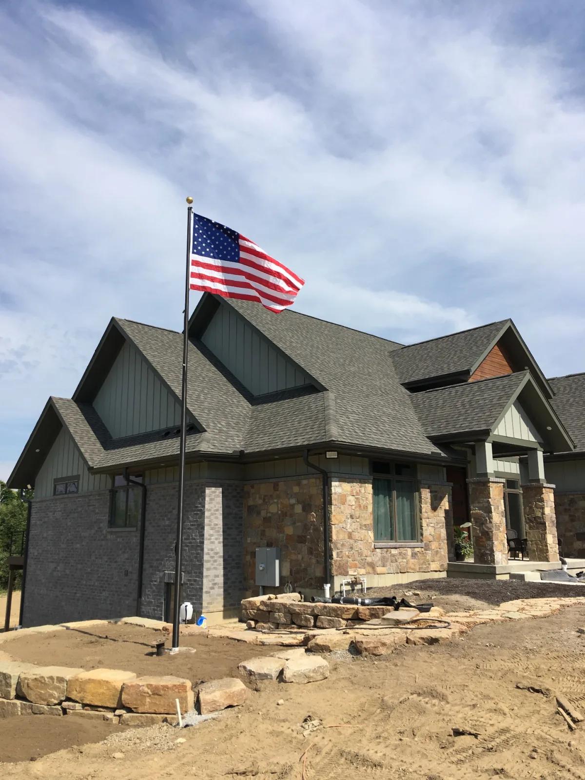 Professional flagpole installation - solid concrete foundation, secure anchoring, 5 star service. Call 1-888-872-6178
